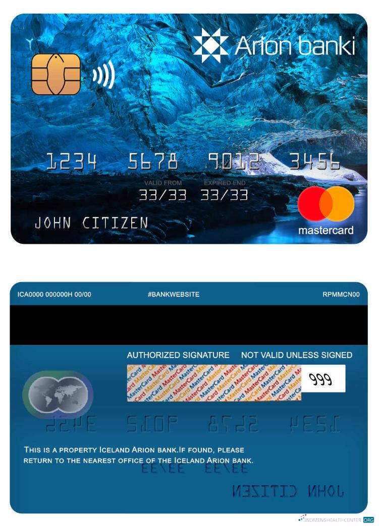 Download Iceland Arion bank mastercard Photoshop template